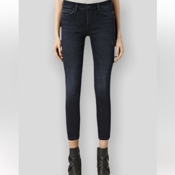 All Saints Denim - AllSaints Zig Jeans Blue Black Stretch Denim Skinny size 25 Made in Turkey